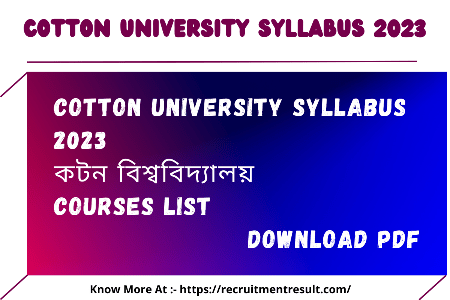 Cotton University Syllabus 2023