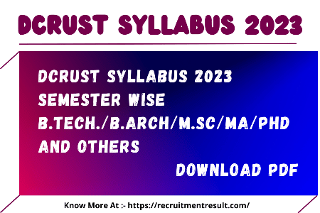 DCRUST Syllabus 2023