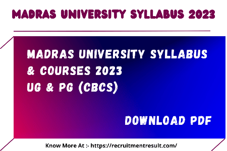 Madras University Syllabus 2023