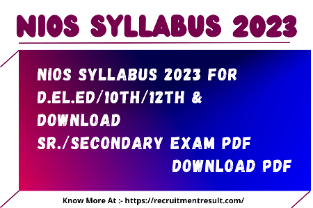 NIOS Syllabus 2023