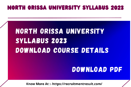North Orissa University Syllabus 2023