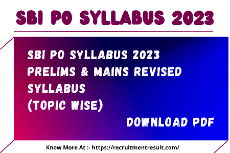 SBI PO Syllabus 2023