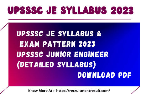 UPSSSC JE Syllabus 2023