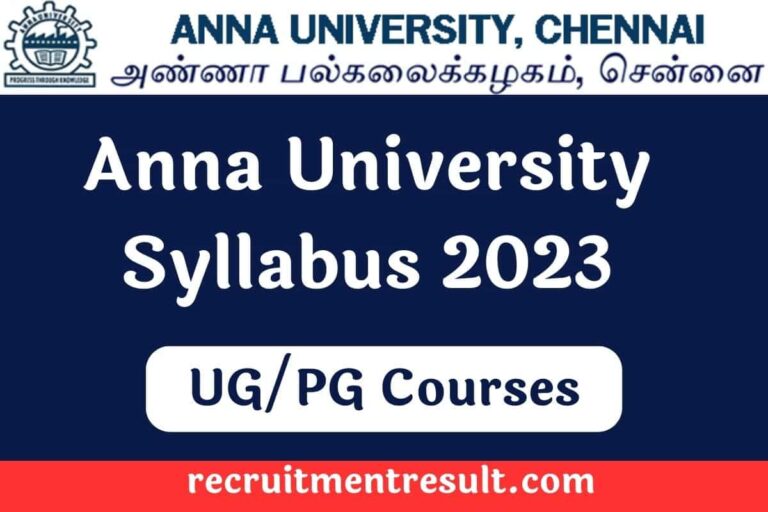 Anna University Syllabus 2023 Regulation (Sem 1-8) UG/PG: All Departments