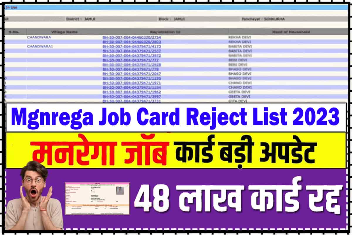 Mgnrega Job Card Reject List 2023