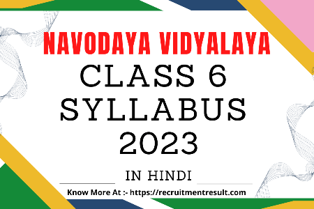 Navodaya Vidyalaya Class 6 Syllabus 2023