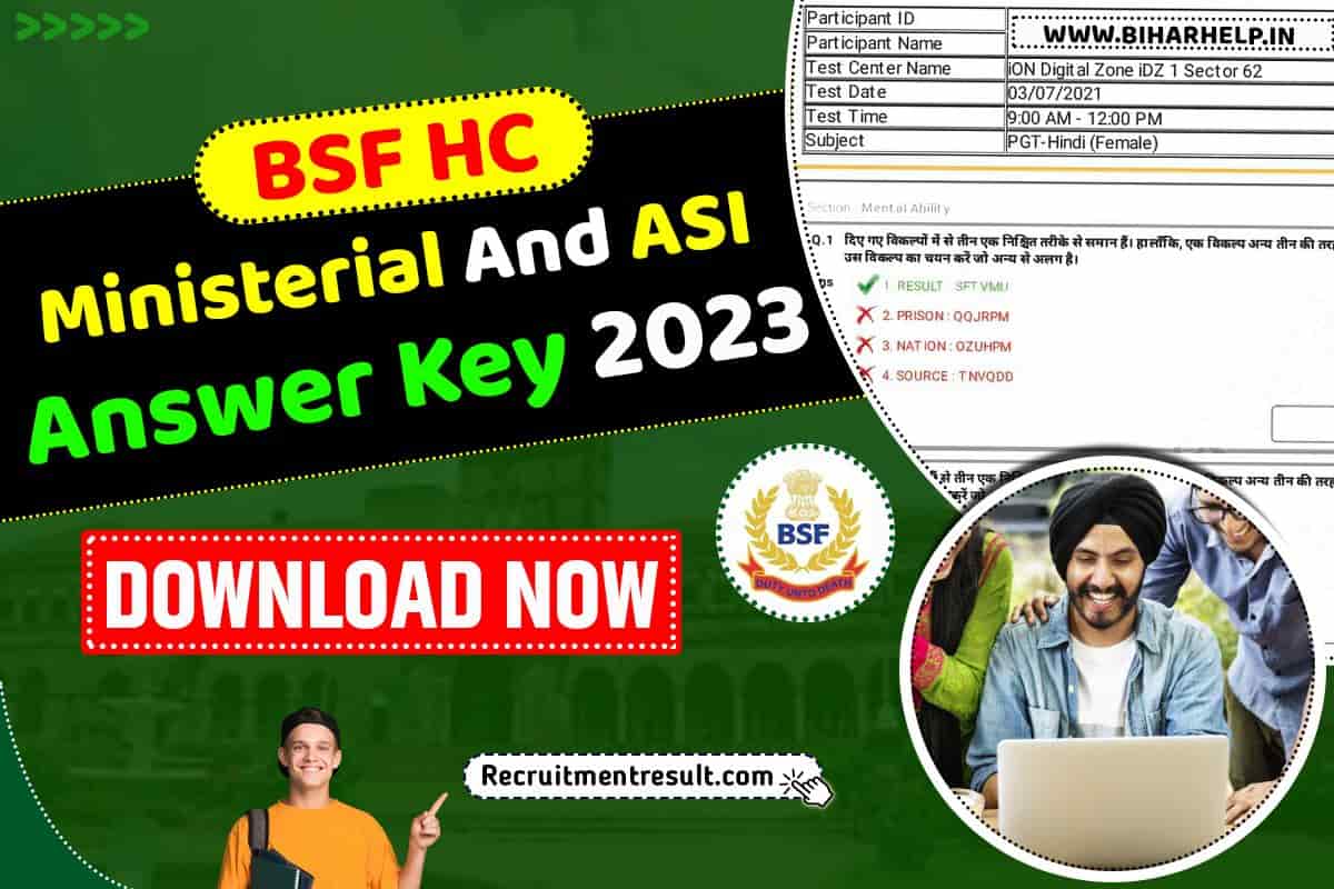 BSF HC Ministerial And ASI Answer Key 2023